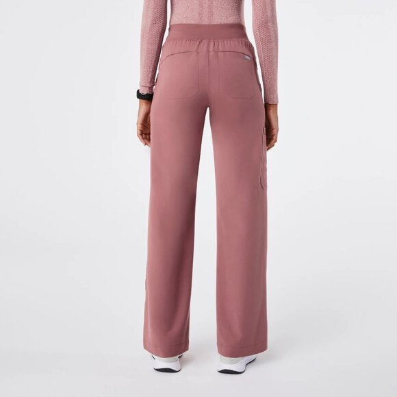 Figs High Waisted Isabel Wide Leg Scrub Pants in Mauve, Size X-Large - Picture 6 of 9